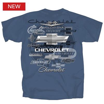 Chevrolet All Logos T-Shirt Blue 2X-LARGE - Click Image to Close