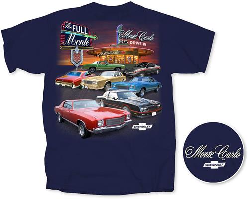 Chevrolet Monte Carlo Drive In T-Shirt Blue LARGE - Click Image to Close