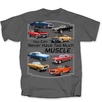 Chevrolet You Can Never Have Too Much Muscle T-Shirt Grey SMALL - Click Image to Close