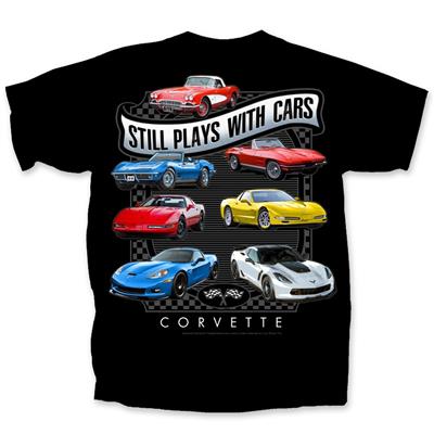 Corvette Still Plays With Cars T-Shirt Black 2X-LARGE - Click Image to Close