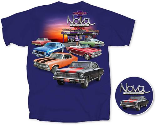 Chevrolet Nova Cafe T-Shirt Purple LARGE - Click Image to Close