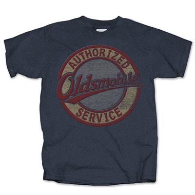 Oldsmobile Authorized Service Distressed Sign T-Shirt Blue LARGE DUE 2019 - Click Image to Close