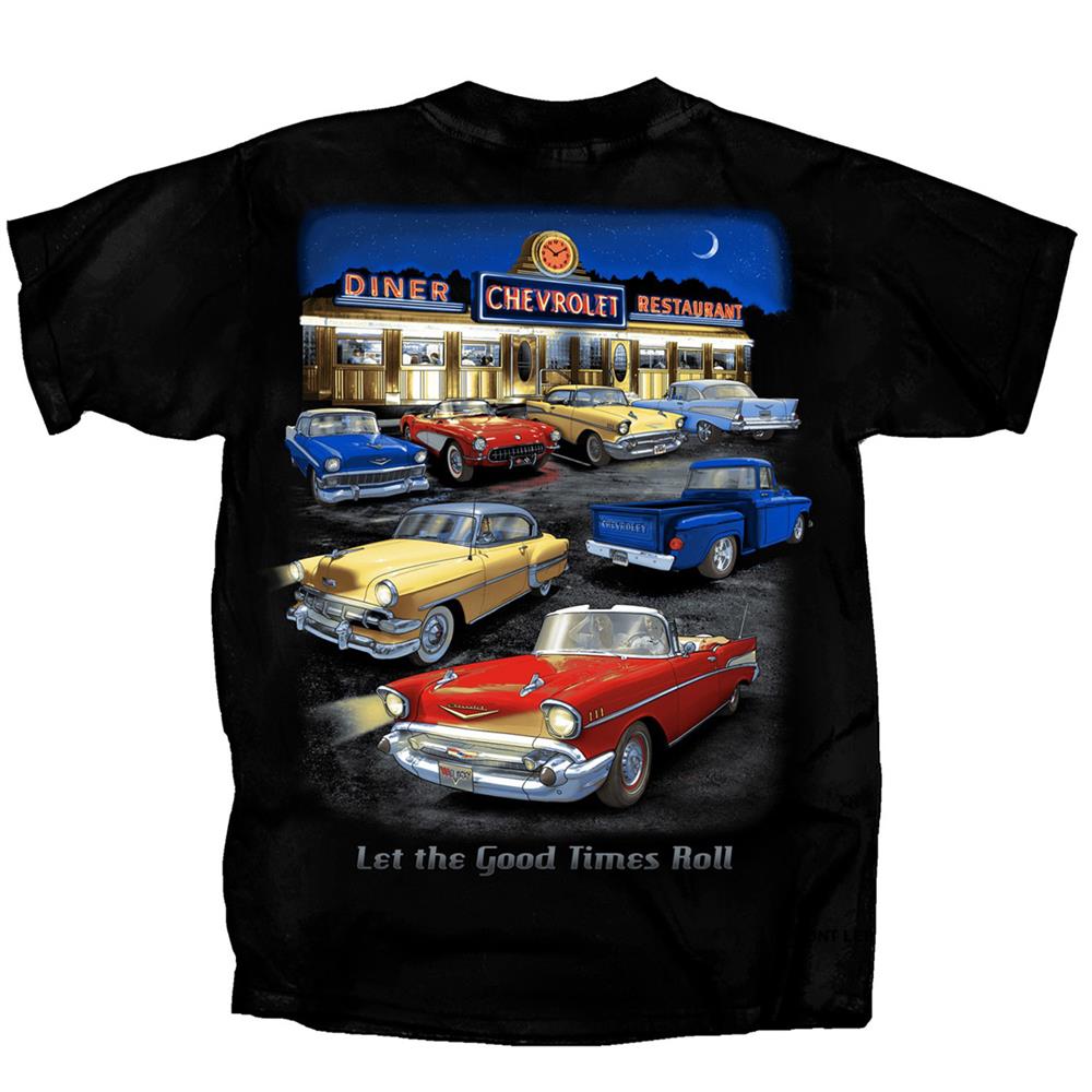Chevrolet Nighttime Diner T-Shirt Black LARGE - Click Image to Close