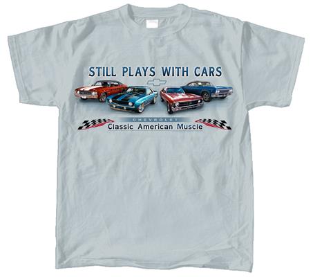 Chevrolet Still Plays With Cars T-Shirt Grey 2X-LARGE - Click Image to Close