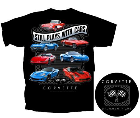 Corvette Still Plays With Cars T-Shirt Black LARGE - Click Image to Close