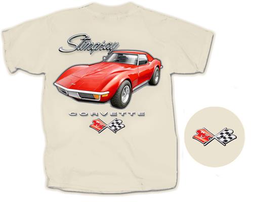 Red Corvette Stingray 71 T-Shirt Stone Small DISCONTINUED - Click Image to Close