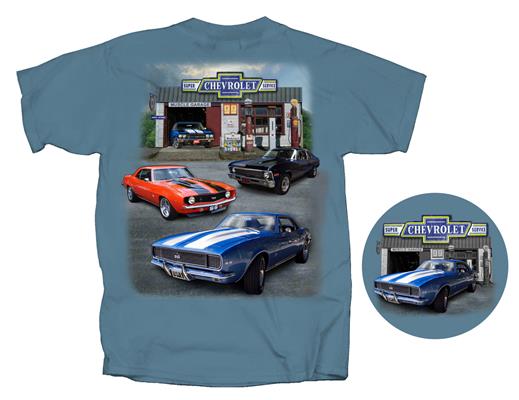 Chevrolet Muscle Collection T-Shirt Blue LARGE - Click Image to Close