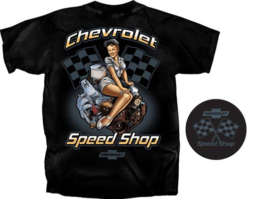 Chevrolet Speed Shop T-Shirt Black LARGE - Click Image to Close