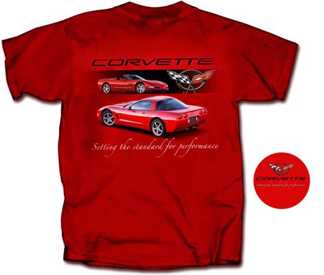 Corvette C5 Setting The Standard T-Shirt Red LARGE - Click Image to Close
