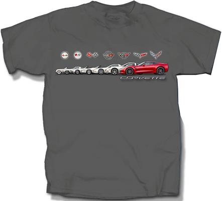 Corvette Logos Band T-Shirt Grey MEDIUM - Click Image to Close