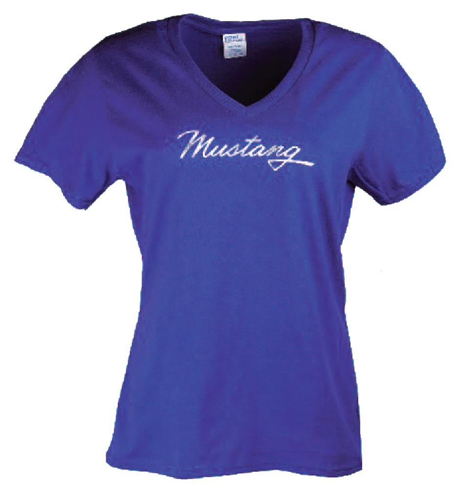 Ford Mustang Foil T-Shirt Purple LADIES 2X-LARGE - Click Image to Close