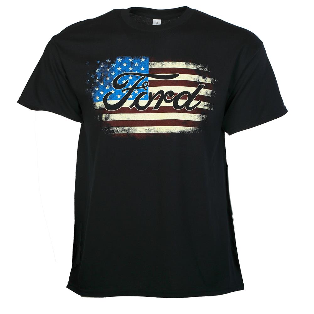 Ford Flag T-Shirt Black LARGE - Click Image to Close