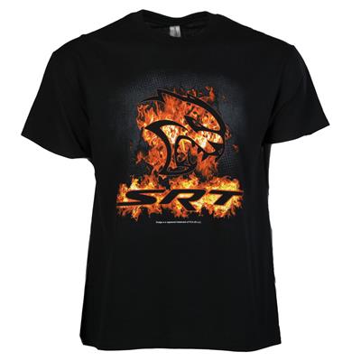 Dodge Hellcat SRT Flame T-Shirt Black LARGE - Click Image to Close