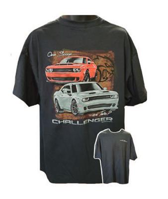Dodge Challenger 2 Scoops T-Shirt Black LARGE - Click Image to Close