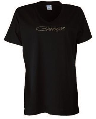 Dodge Charger Nailhead T-Shirt Black LADIES MEDIUM - Click Image to Close