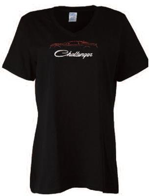 Dodge Challenger Glitter T-Shirt Black LADIES SMALL - Click Image to Close
