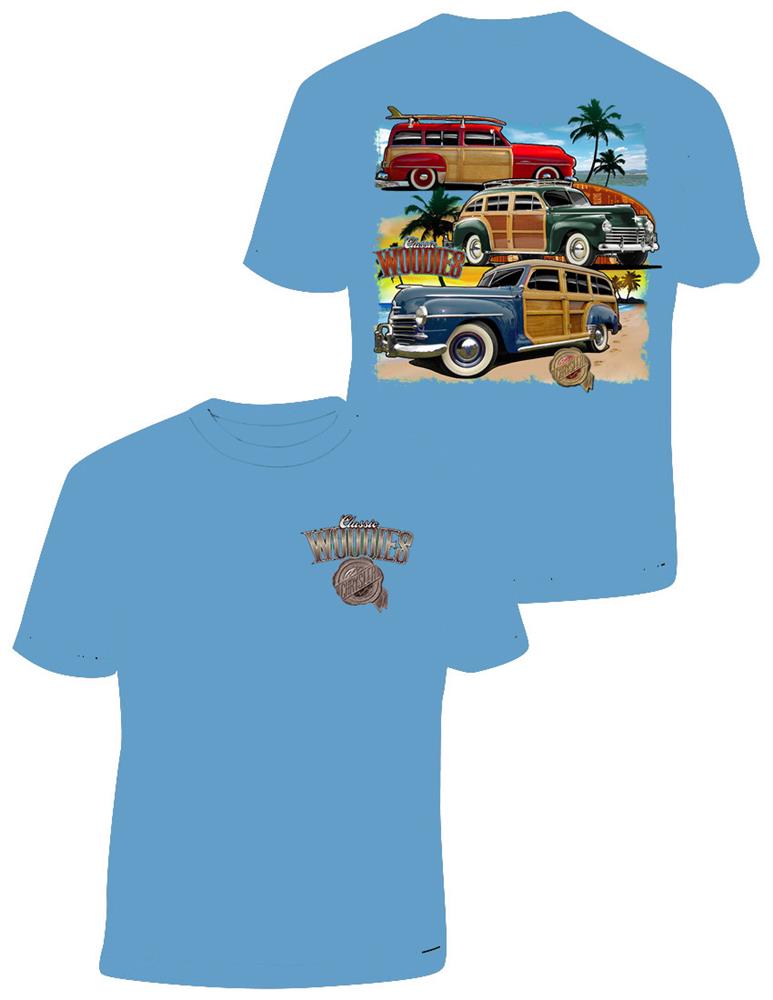 Plymouth Woodies T-Shirt Blue LARGE - Click Image to Close