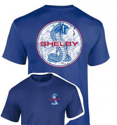 Shelby Cobra Circle Logo T-Shirt Blue LARGE - Click Image to Close