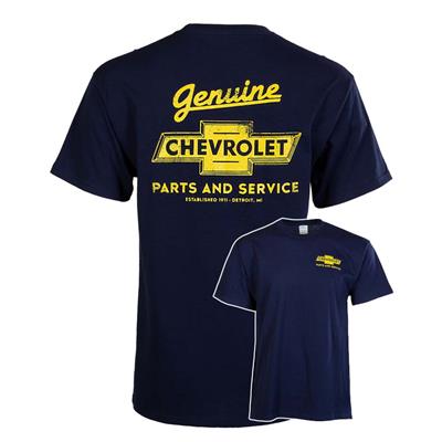 Genuine Chevrolet Parts And Service T-Shirt Blue LARGE - Click Image to Close