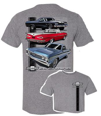 Chevrolet El Camino Stripe T-Shirt Grey LARGE - Click Image to Close