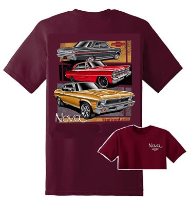 Chevrolet Nova T-Shirt Maroon LARGE - Click Image to Close