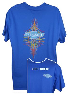 Chevrolet Pinstripe T-Shirt Blue LARGE - Click Image to Close