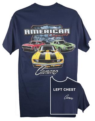 Camaro American Originals T-Shirt Blue LARGE - Click Image to Close