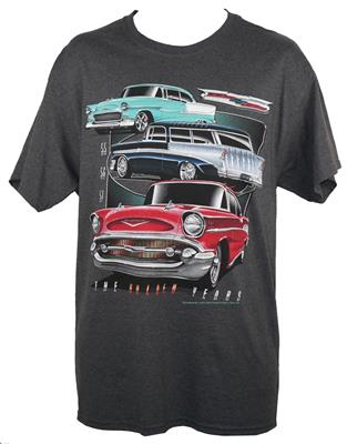 Chevy 55 56 57 The Golden Years T-Shirt Grey LARGE - Click Image to Close