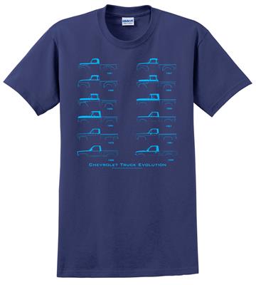 Chevrolet Truck Evolution T-Shirt Blue 2X-LARGE - Click Image to Close
