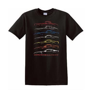 Corvette Evolution T-Shirt Black LARGE - Click Image to Close