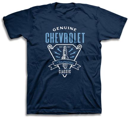 Chevrolet Spark Logo T-Shirt Blue LARGE - Click Image to Close