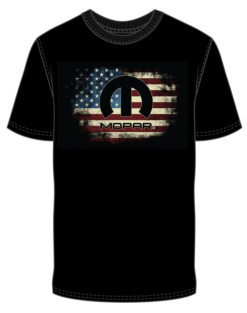 Mopar Flag T-Shirt Black LARGE - Click Image to Close