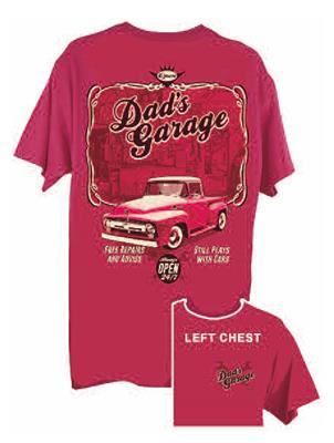 Dads Garage Ford Truck T-Shirt Red LARGE - Click Image to Close