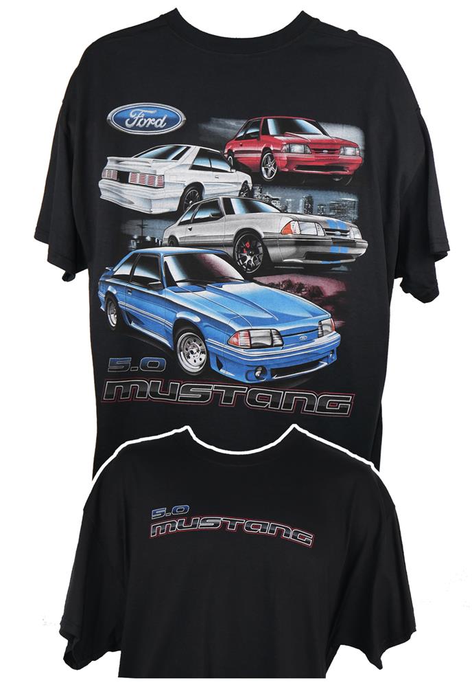 Mustang 5.0 Fox Body T-Shirt Black LARGE - Click Image to Close