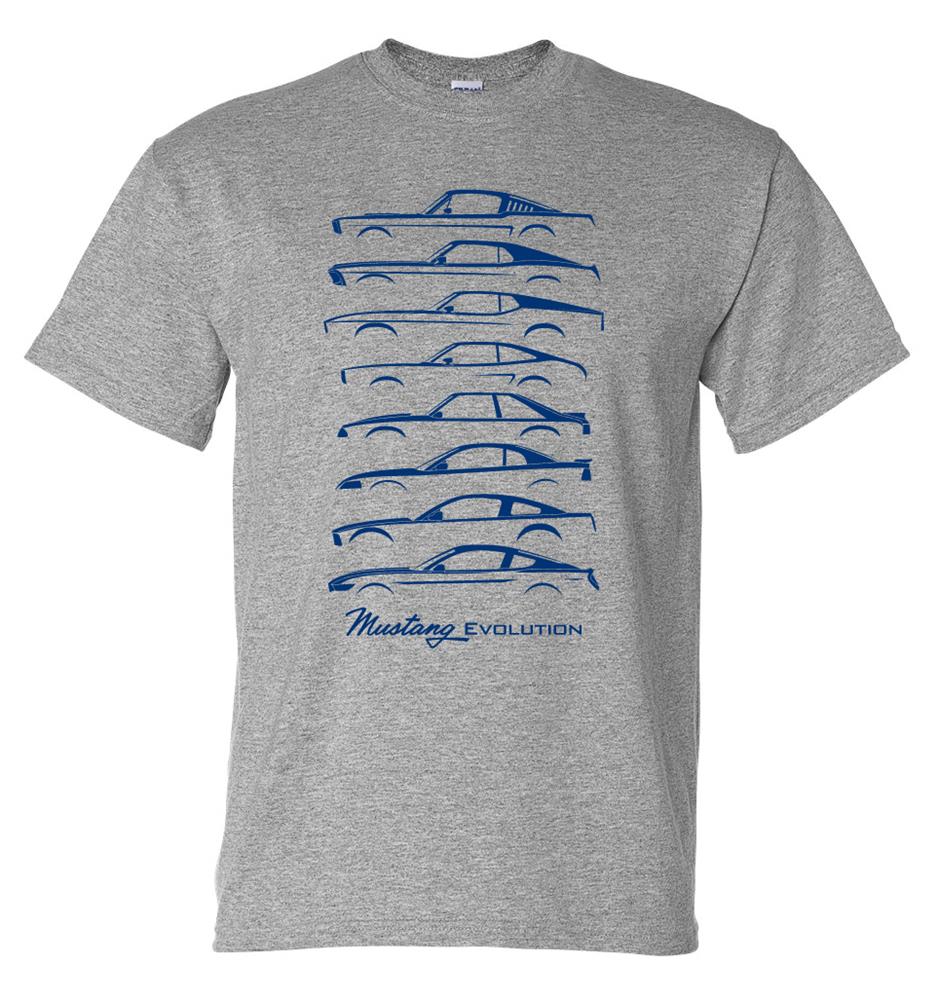Mustang Evolution T-Shirt Grey 3X-LARGE - Click Image to Close