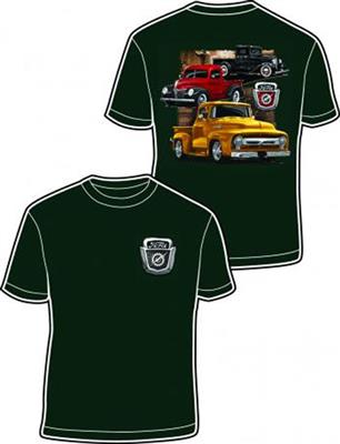Ford 3 Trucks T-Shirt Green LARGE - Click Image to Close