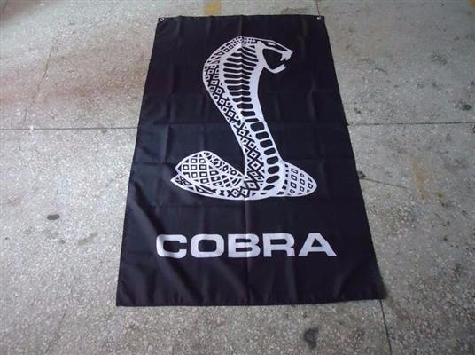 Shelby Cobra Flag Black Vertical 150x90cm - Click Image to Close