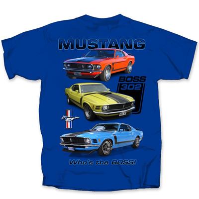 Mustang Who's The Boss T-Shirt Royal Blue SMALL DISCONTINUED - Click Image to Close