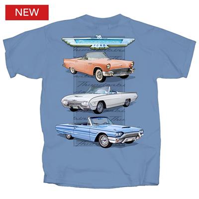 Ford Thunderbird 500 3 Badge T-Shirt Blue 2X-LARGE - Click Image to Close