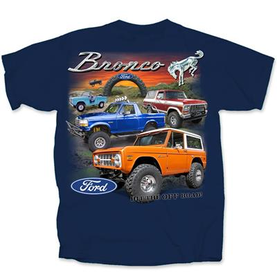 Ford Broncos 1966-96 T-Shirt Blue LARGE - Click Image to Close
