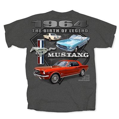 Mustang 1964 The Birth Of Legend T-Shirt Grey MEDIUM - Click Image to Close