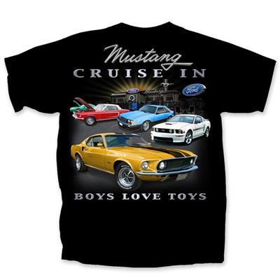 Mustang Cruise In T-Shirt Black LARGE - Click Image to Close