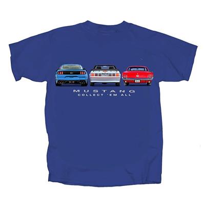 Mustang Collect Em All T-Shirt Blue MEDIUM - Click Image to Close