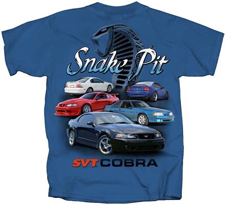 Snake Pit SVT Cobra Mustang 1993-2004 T-Shirt Blue LARGE - Click Image to Close