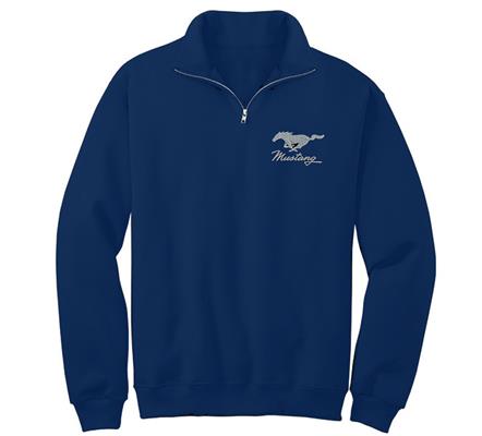Ford Mustang Embroidered Fleece Sweat Navy Blue LARGE - Click Image to Close
