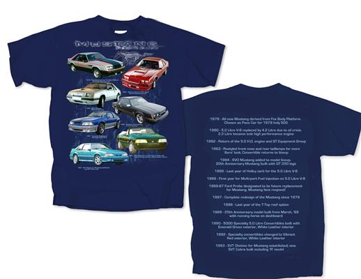 Ford Mustang Fox Body Highlights T-Shirt Blue LARGE - Click Image to Close