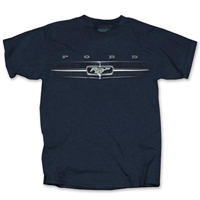 Ford Mustang Grille T-Shirt Navy Blue LARGE DISCONTINUED - Click Image to Close