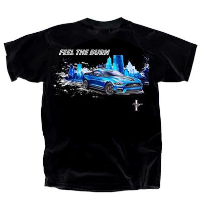 Mustang Feel The Burn T-Shirt Black LARGE - Click Image to Close