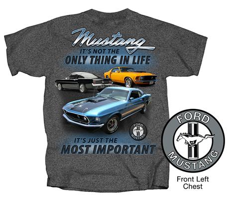 Ford Mustang Most Important T-Shirt Charcoal Grey SMALL DISCONTINUED - Click Image to Close