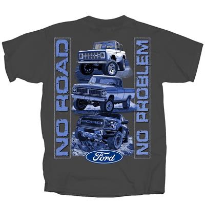 Ford Trucks No Road No Problem T-Shirt Grey LARGE - Click Image to Close